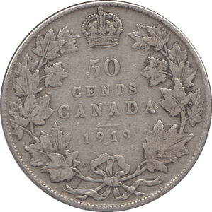 1919 SILVER FIFTY CENTS CANADA - WORLD SILVER COINS - Cambridgeshire Coins