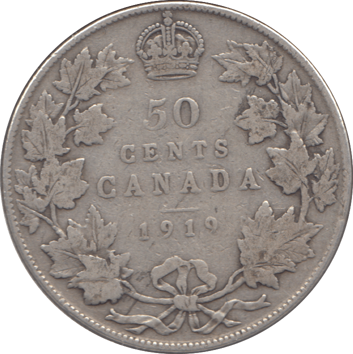 1919 SILVER FIFTY CENTS CANADA - WORLD SILVER COINS - Cambridgeshire Coins