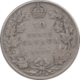 1919 SILVER FIFTY CENTS CANADA - WORLD SILVER COINS - Cambridgeshire Coins