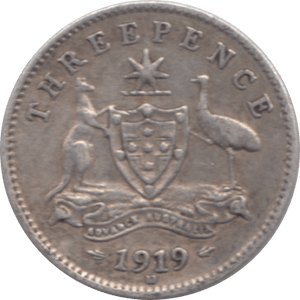 1919 SILVER THREEPENCE AUSTRALIA - SILVER WORLD COINS - Cambridgeshire Coins