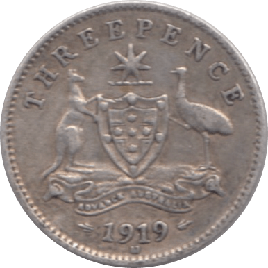 1919 SILVER THREEPENCE AUSTRALIA - SILVER WORLD COINS - Cambridgeshire Coins