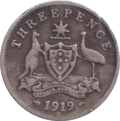 1919 SILVER THREEPENCE AUSTRALIA - SILVER WORLD COINS - Cambridgeshire Coins