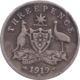 1919 SILVER THREEPENCE AUSTRALIA - SILVER WORLD COINS - Cambridgeshire Coins
