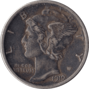 1919 SILVER USA ONE DIME - SILVER WORLD COINS - Cambridgeshire Coins