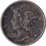 1919 SILVER USA ONE DIME - SILVER WORLD COINS - Cambridgeshire Coins