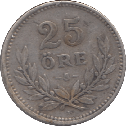 1919 SWEDEN 25 ORE - SILVER WORLD COINS - Cambridgeshire Coins