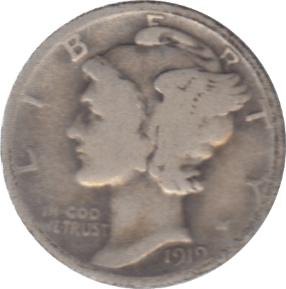 1919 USA SILVER DIME 10 CENTS - SILVER WORLD COINS - Cambridgeshire Coins