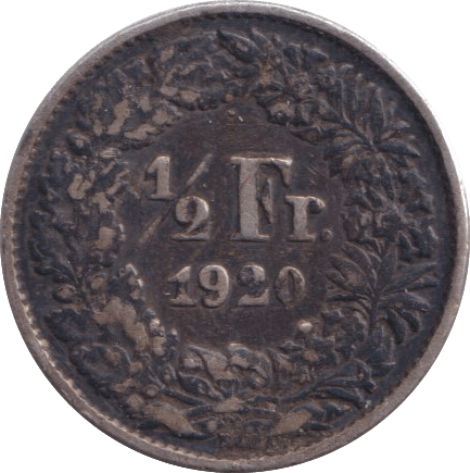1920 1/2 FRANC SWITZERLAND - WORLD COINS - Cambridgeshire Coins