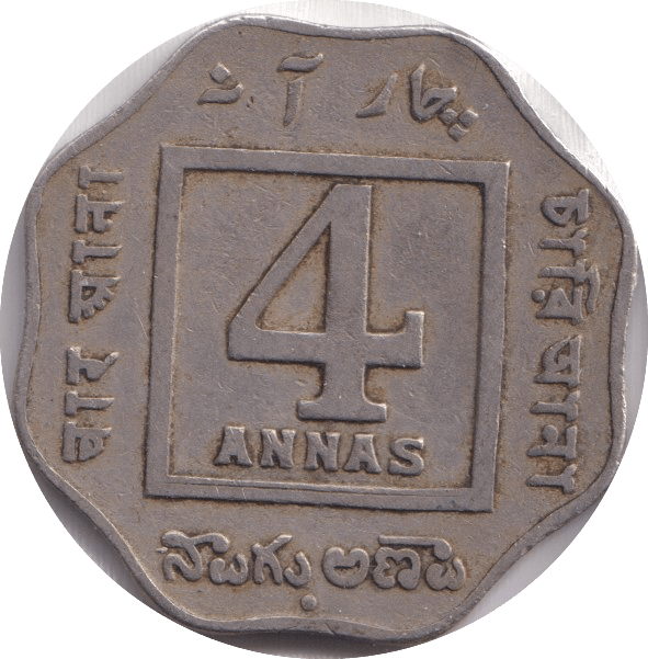 1920 4 ANNAS INDIA - WORLD COINS - Cambridgeshire Coins