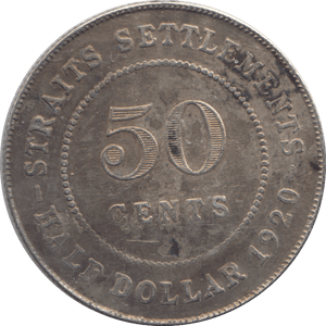 1920 50 CENT STRAIT SETTLEMENTS - WORLD COINS - Cambridgeshire Coins