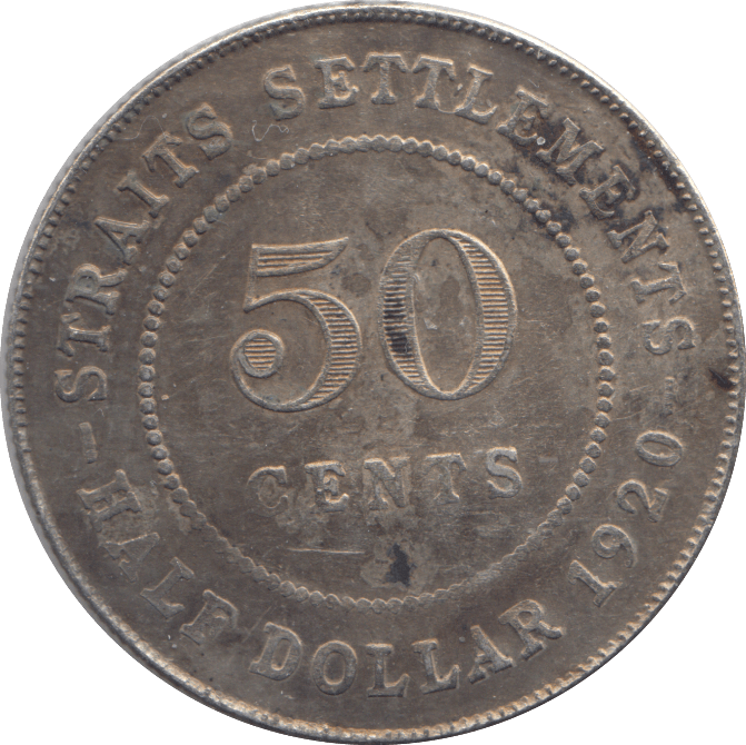 1920 50 CENT STRAIT SETTLEMENTS - WORLD COINS - Cambridgeshire Coins
