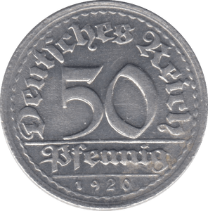 1920 50 PFENNIG GERMANY - WORLD COINS - Cambridgeshire Coins