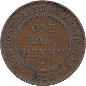 1920 AUSTRALIA HALF PENNY - WORLD COINS - Cambridgeshire Coins