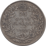 1920 CANADA SILVER 25 CENTS - SILVER WORLD COINS - Cambridgeshire Coins