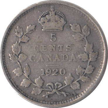 1920 CANADA SILVER 5 CENTS - SILVER WORLD COINS - Cambridgeshire Coins