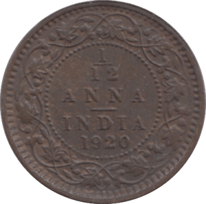 1920 INDIA 1/12 ANNA - WORLD COINS - Cambridgeshire Coins