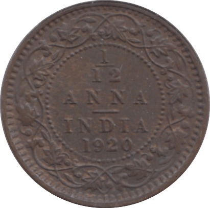 1920 INDIA 1/12 ANNA - WORLD COINS - Cambridgeshire Coins