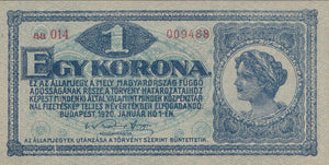 1920 ONE KORONA BANKNOTE HUNGARY REF 1096 - World Banknotes - Cambridgeshire Coins