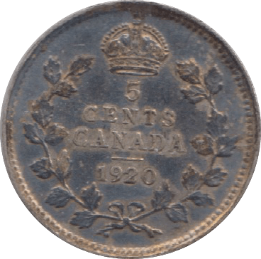 1920 SILVER CANADA 5 CENTS - SILVER WORLD COINS - Cambridgeshire Coins