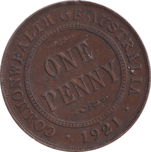 1921 1 PENNY AUSTRALIA - WORLD COINS - Cambridgeshire Coins