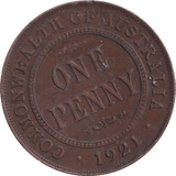 1921 1 PENNY AUSTRALIA - WORLD COINS - Cambridgeshire Coins