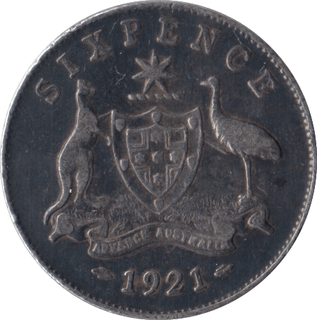 1921 AUSTRALIA SILVER SIXPENCE - SILVER WORLD COINS - Cambridgeshire Coins