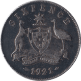 1921 AUSTRALIA SILVER SIXPENCE - SILVER WORLD COINS - Cambridgeshire Coins