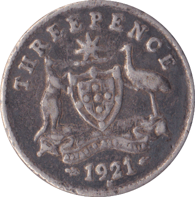 1921 AUSTRALIAN SILVER THREEPENCE - SILVER WORLD COINS - Cambridgeshire Coins