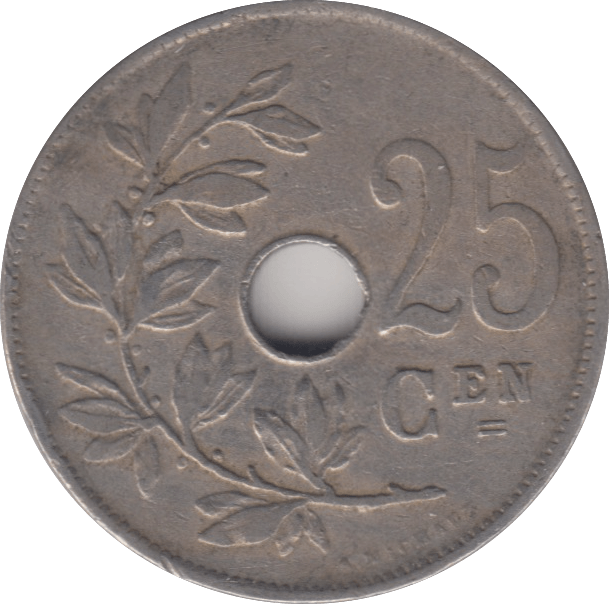 1921 BELGIUM 25 CENT - WORLD COINS - Cambridgeshire Coins