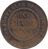 1921 COMMONWEALTH AUSTRALIA HALF PENNY - WORLD COINS - Cambridgeshire Coins