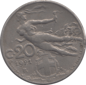 1921 ITALY 20 CENTESIMI - WORLD COINS - Cambridgeshire Coins