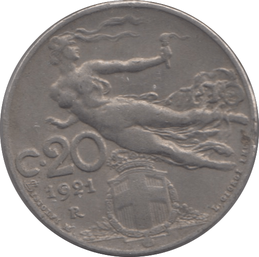 1921 ITALY 20 CENTESIMI - WORLD COINS - Cambridgeshire Coins