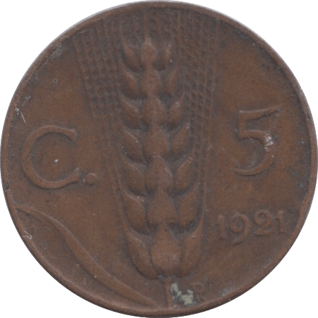 1921 ITALY 5 CENTESIMI - WORLD COINS - Cambridgeshire Coins