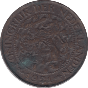 1921 NETHERLANDS ONE CENT - WORLD COINS - Cambridgeshire Coins