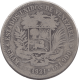 1921 SILVER 5 BOLIVARS VENEZUELA - WORLD COINS - Cambridgeshire Coins