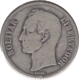 1921 SILVER 5 BOLIVARS VENEZUELA - WORLD COINS - Cambridgeshire Coins