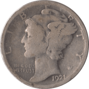 1921 SILVER USA ONE DIME - SILVER WORLD COINS - Cambridgeshire Coins