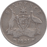 1921 SIX PENCE AUSTRALIA - WORLD COINS - Cambridgeshire Coins