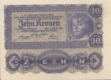 1922 10 KRONE BANKNOTE AUSTRIA REF 520 - World Banknotes - Cambridgeshire Coins