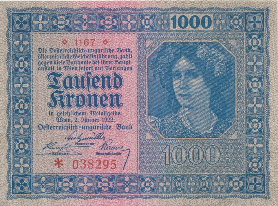 1922 1000 KRONE BANKNOTE AUSTRIA REF 522 - World Banknotes - Cambridgeshire Coins
