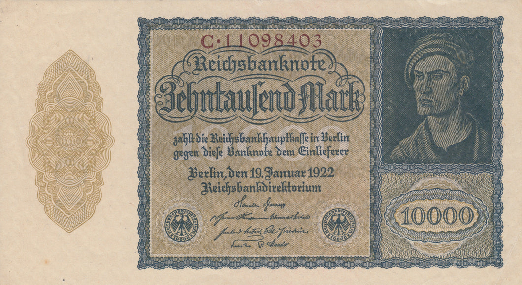 1922 10000 MARK GERMAN BANKNOTE GERMANY REF 761 - World Banknotes - Cambridgeshire Coins