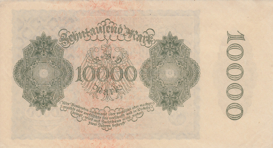 1922 10000 MARK GERMAN INFLATION BANKNOTE GERMANY REF 757 - World Banknotes - Cambridgeshire Coins
