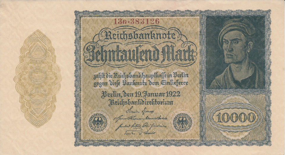 1922 10000 MARK GERMAN INFLATION BANKNOTE GERMANY REF 757 - World Banknotes - Cambridgeshire Coins
