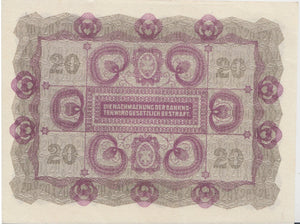 1922 20 KRONE BANKNOTE AUSTRIA REF 519 - World Banknotes - Cambridgeshire Coins