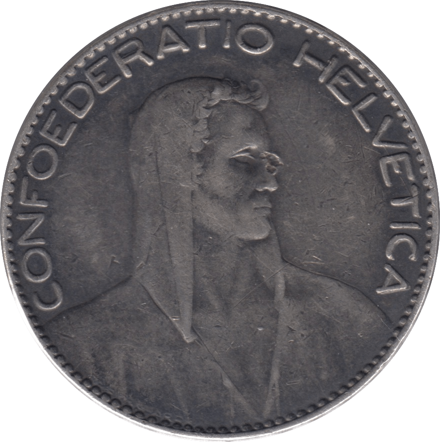 1922 5 SILVER SWISS FRANCS - SILVER WORLD COINS - Cambridgeshire Coins