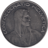 1922 5 SILVER SWISS FRANCS - SILVER WORLD COINS - Cambridgeshire Coins