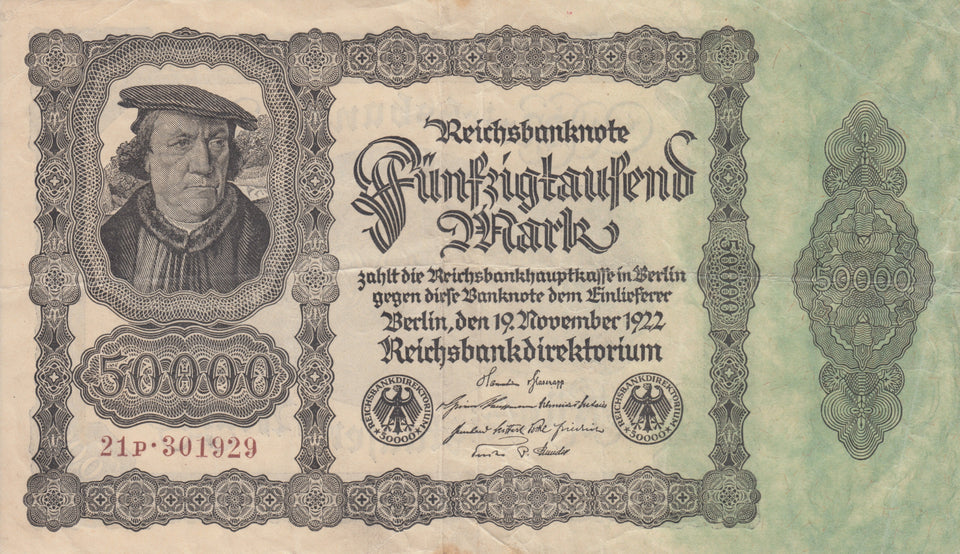 1922 50000 MARK GERMAN BANKNOTE BERLIN GERMANY REF 769 - World Banknotes - Cambridgeshire Coins