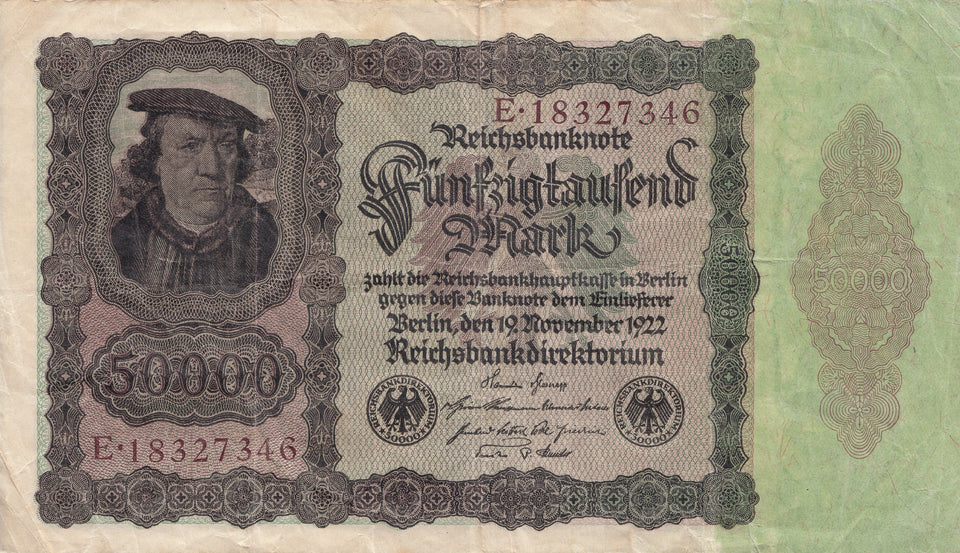 1922 50000 MARKS INFLATION ISSUE GERMANY REF 1099 - World Banknotes - Cambridgeshire Coins