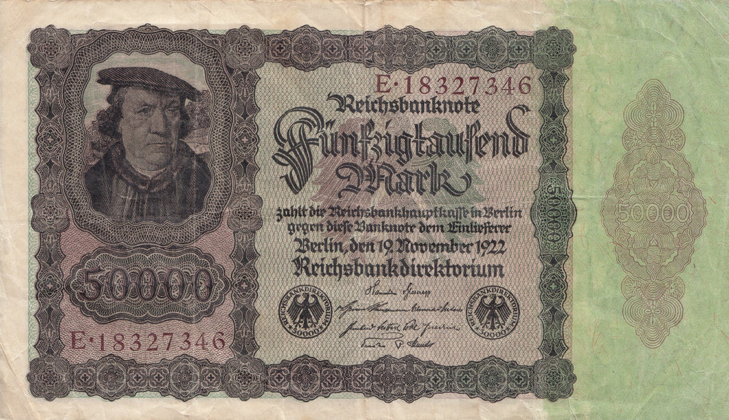 1922 50000 MARKS INFLATION ISSUE GERMANY REF 1099 - World Banknotes - Cambridgeshire Coins