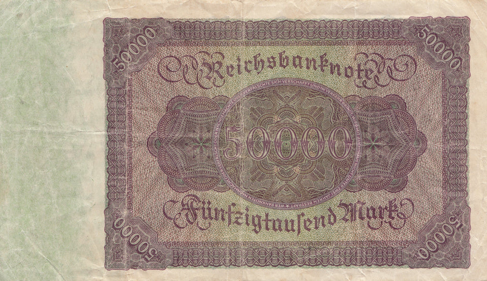 1922 50000 MARKS INFLATION ISSUE GERMANY REF 1099 - World Banknotes - Cambridgeshire Coins